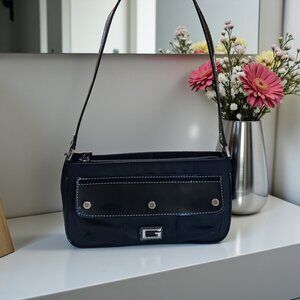 GUESS Vintage Y2K Mini Baguette Black Satin Vegan Patent Leather